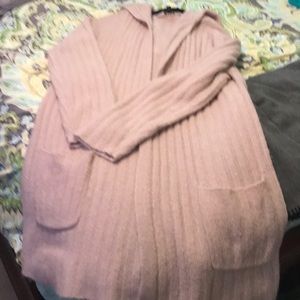 Dusty pink hooded sweater coat